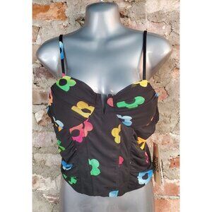 New Madden NYC Corset Shirt Top Juniors Sz L Large Black E